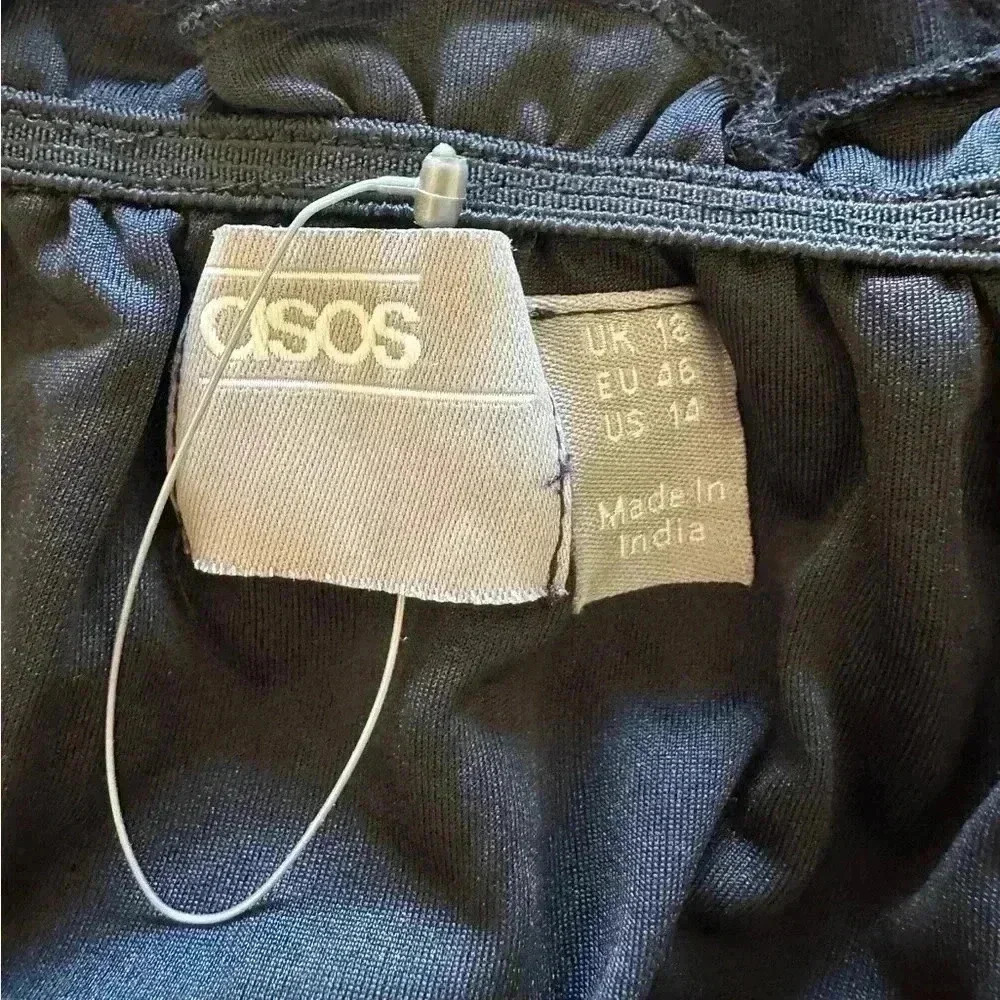 NWOT ASOS Eyelet Short Sleeve Black Maxi Dress - Picture 4 of 6
